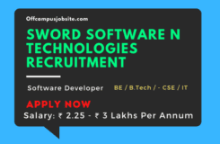 Sword Software N Technologies Recruitment B.EB.TECH Freshers (0-1 Years)